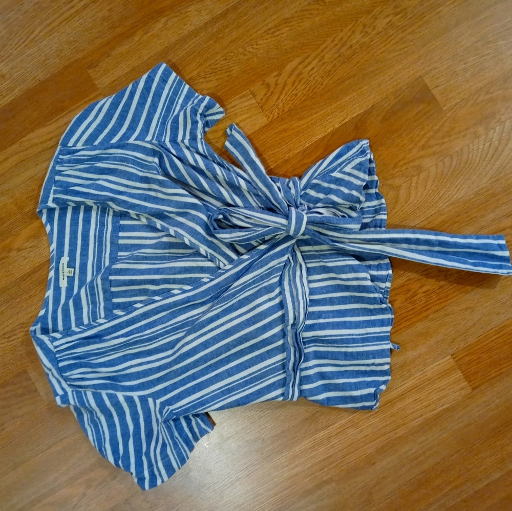Striped Wrap Blouse